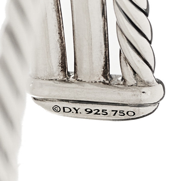 David Yurman Sterling Silver 18K Yellow Gold Diamond Crossover Three Row Cuff Bracelet 3 of 3