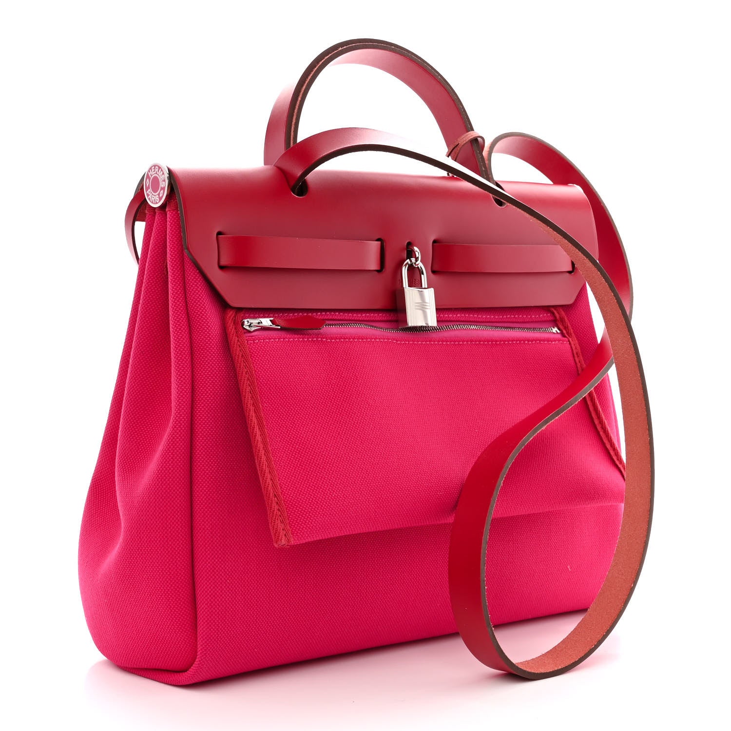 Hermes Toile Militaire Vache Hunter Laque Herbag Zip Retourne 31 PM Rose Mexico Rouge Piment 4 of 13