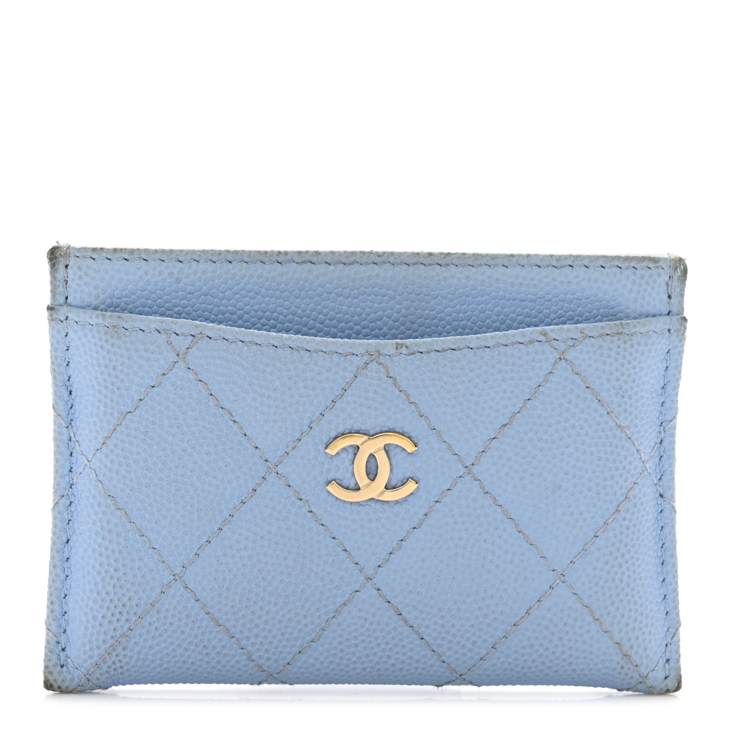 Chanel Caviar Quilted Card Holder Light Blue 1 of 9