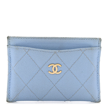 Chanel Caviar Quilted Card Holder Light Blue 1 of 9