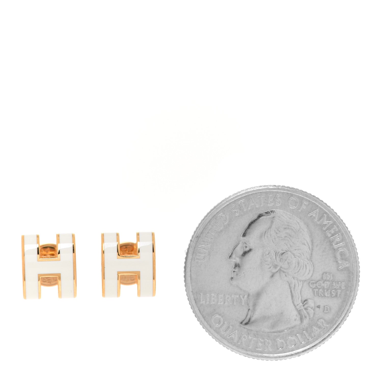 Hermes Gold Lacquered Mini Pop H Earrings White 2 of 6