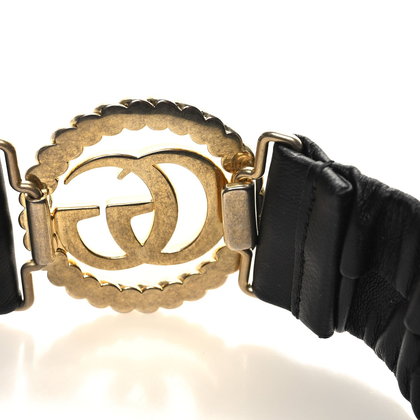 Calfskin Elastic Torchon Double G Belt 85 34 Black