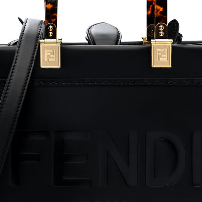 Fendi Vitello King Plexiglass Logo Embossed Small Fendi Sunshine Shopper Tote Black 7 of 9