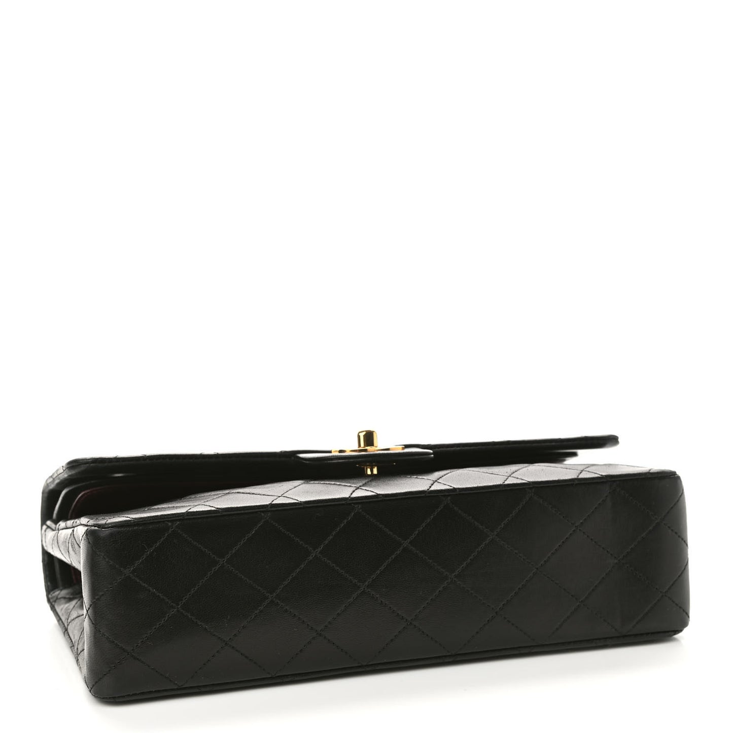 Lambskin Quilted Medium Double Flap Black