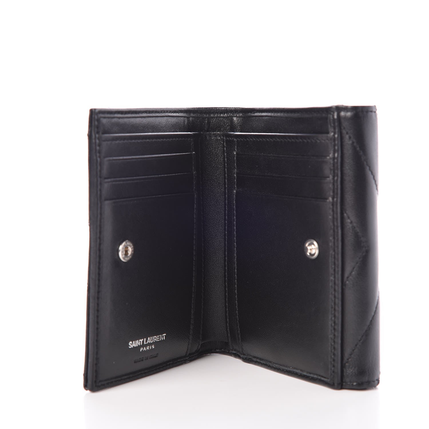 Saint Laurent Lambskin Y Quilted Monogram Compact Loulou Wallet Black 5 of 8