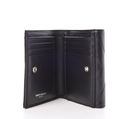 Saint Laurent Lambskin Y Quilted Monogram Compact Loulou Wallet Black 5 of 8