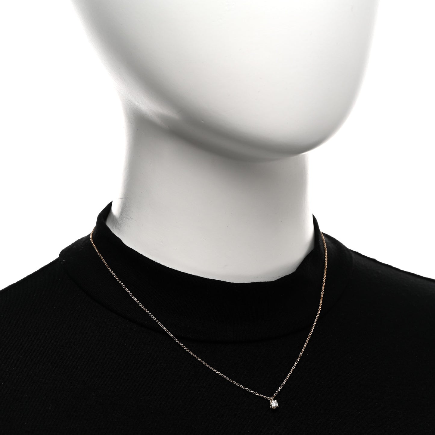 18K Rose Gold Diamond .17ct Solitaire Pendant Necklace