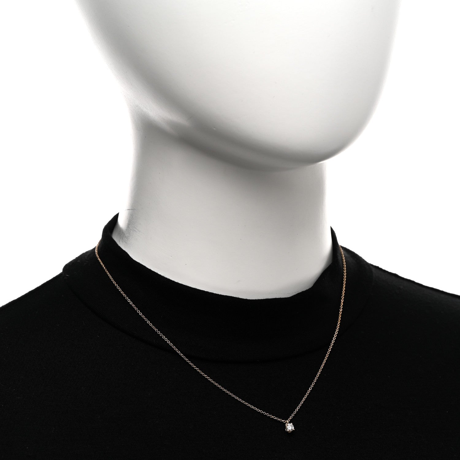 Tiffany 18K Rose Gold Diamond .17ct Solitaire Pendant Necklace 2 of 4