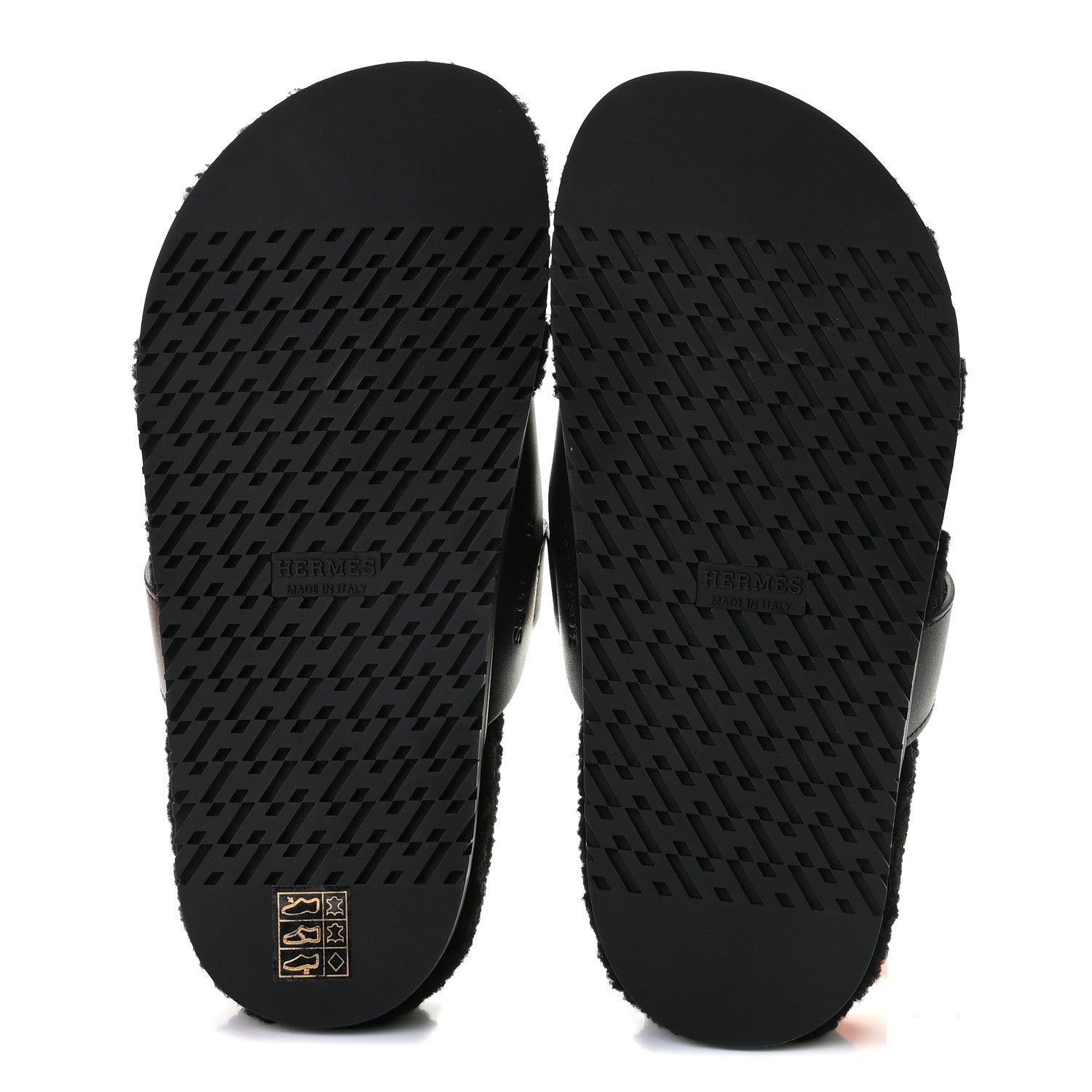 Hermes Calfskin Woolskin Womens Chypre Sandals 37 Black 7 of 9