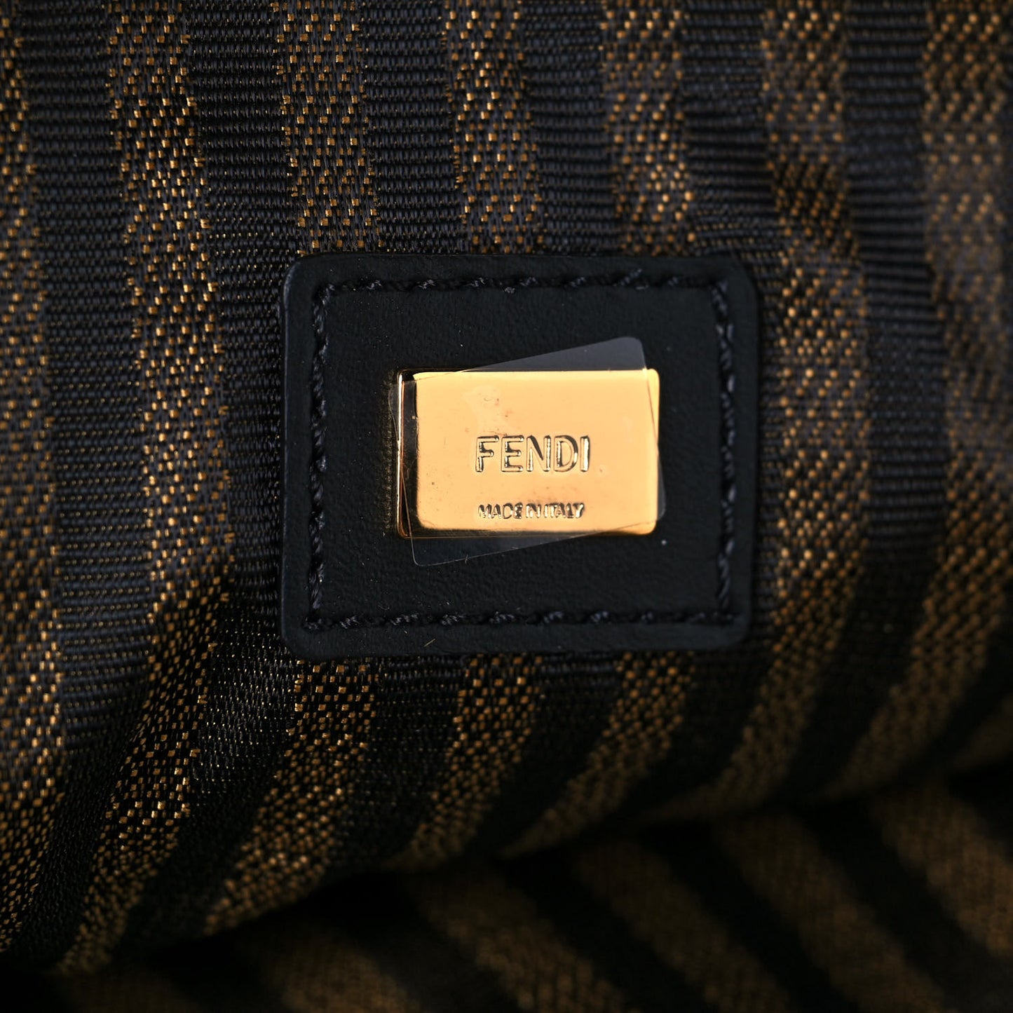 X SARAH COLEMAN Fabric Jacquard Vitello King FF Vertigo Medium Flat Pouch Tobacco Moro Black