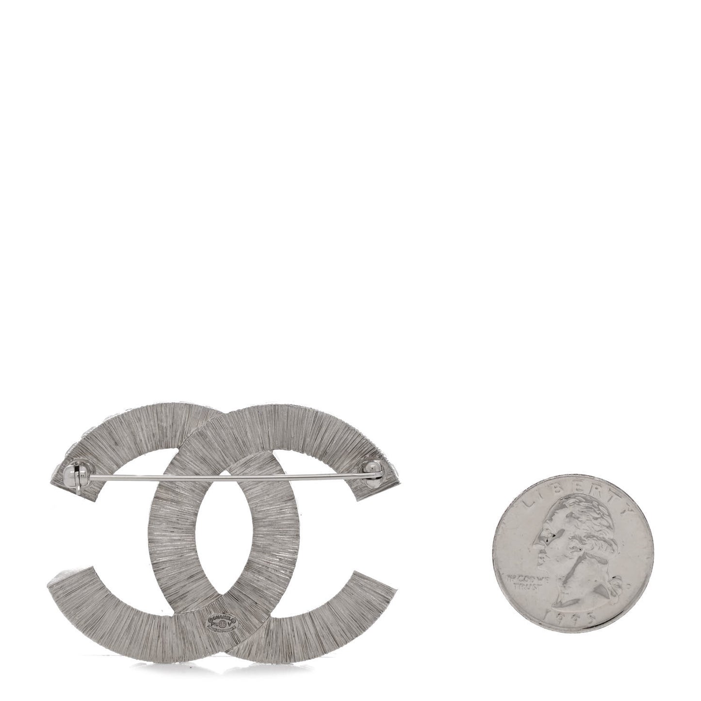 Baguette Crystal CC Brooch Silver