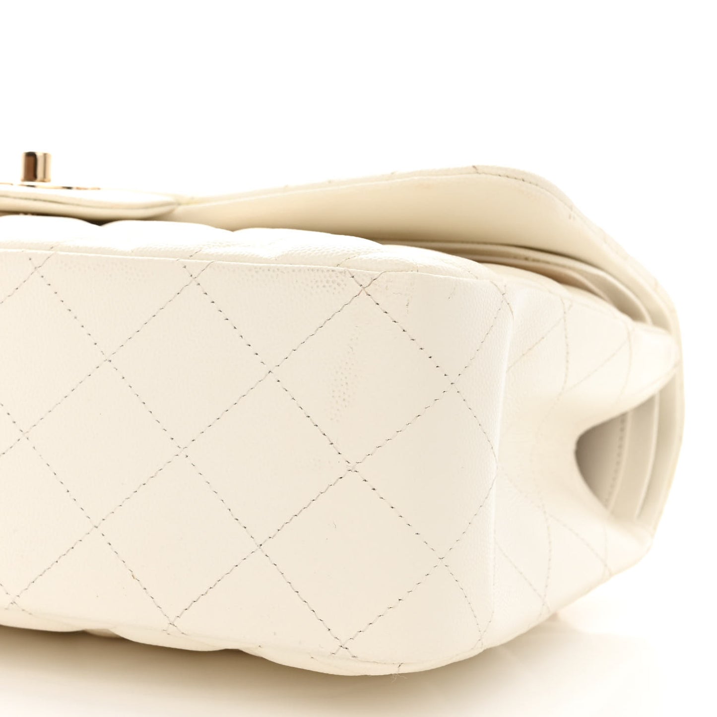 Caviar Quilted Jumbo Double Flap White