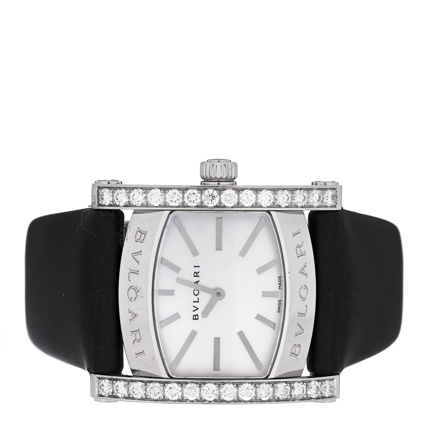Bulgari 18K White Gold Satin Diamond Bezel Mother of Pearl 31mm Assioma Quartz Watch 2 of 5