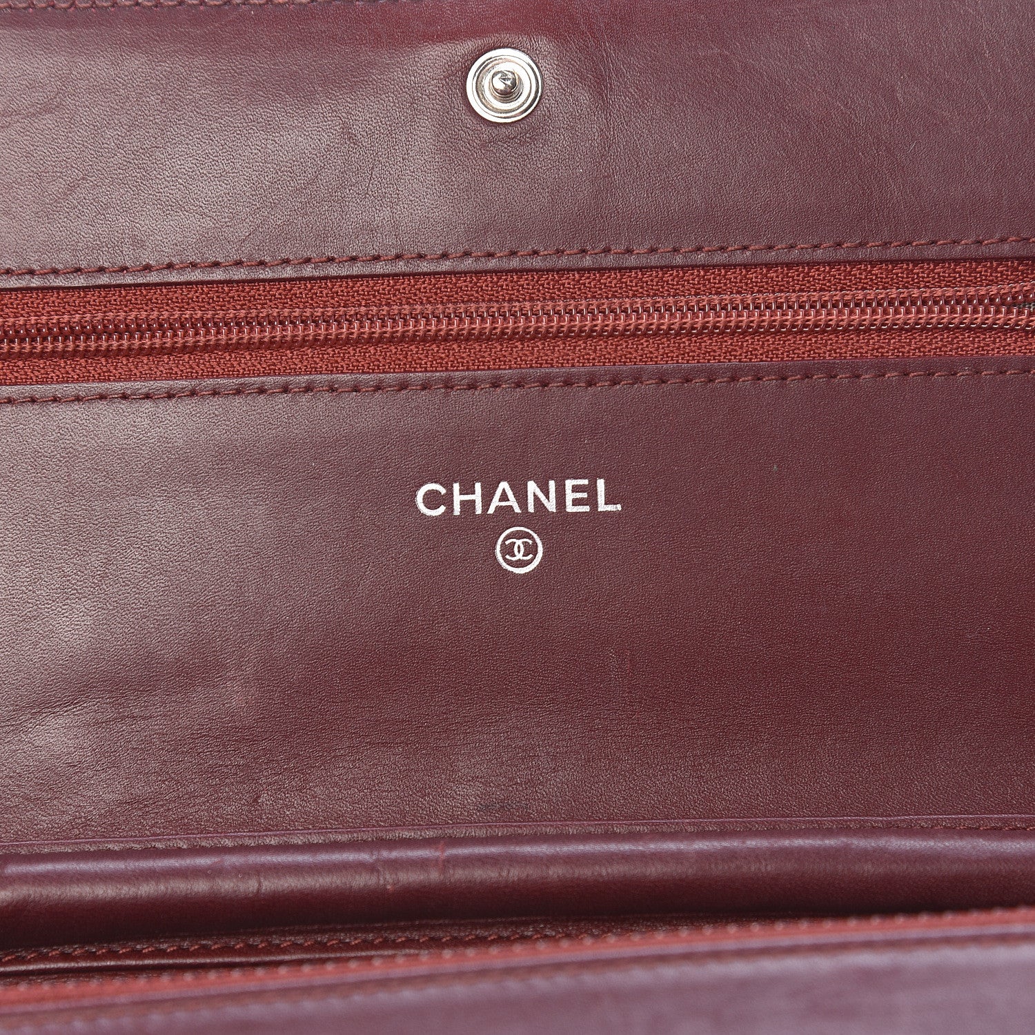 Chanel Caviar Timeless CC Wallet on Chain WOC Dark Red 6 of 14