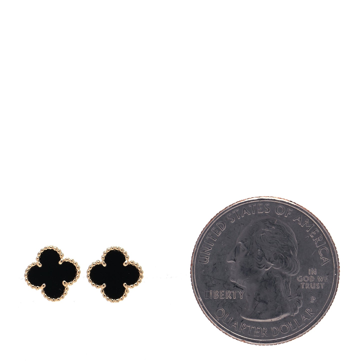 18K Yellow Gold Black Onyx Sweet Alhambra Earrings