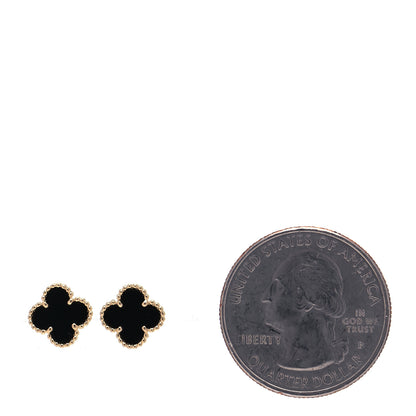 Van Cleef & Arpels 18K Yellow Gold Black Onyx Sweet Alhambra Earrings 2 of 7