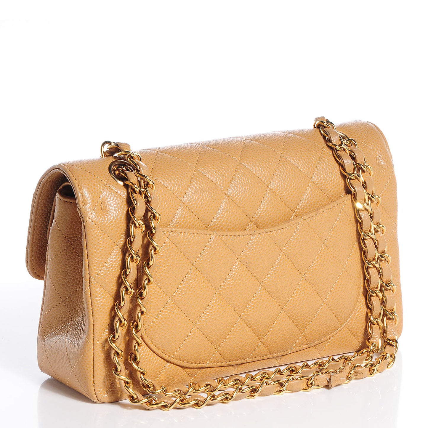 Caviar Quilted Small Double Flap Beige