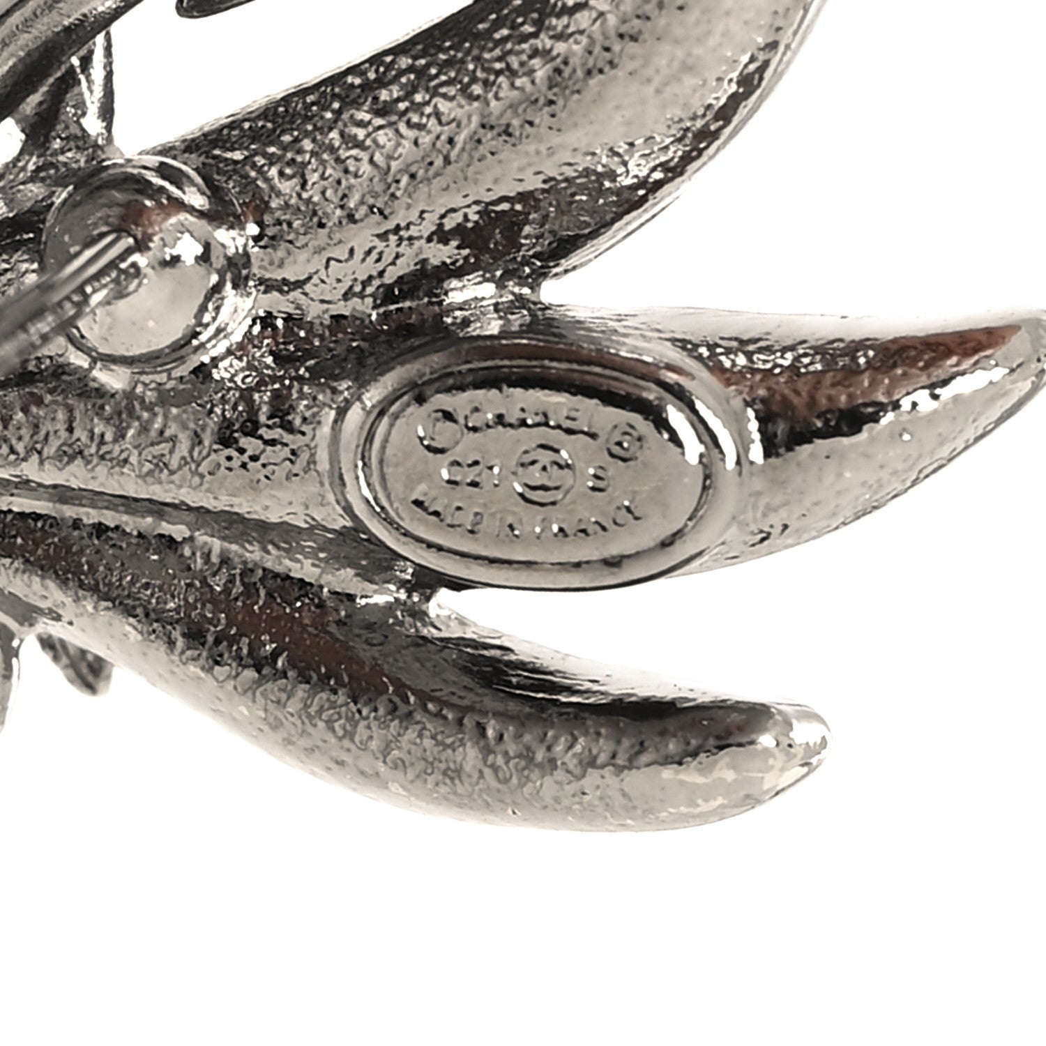 Chanel Crystal Baguette CC Wing Star Earrings Silver 4 of 4
