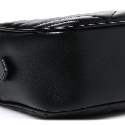 Gucci Calfskin Matelasse Small GG Marmont Chain Shoulder Bag Black 9 of 11