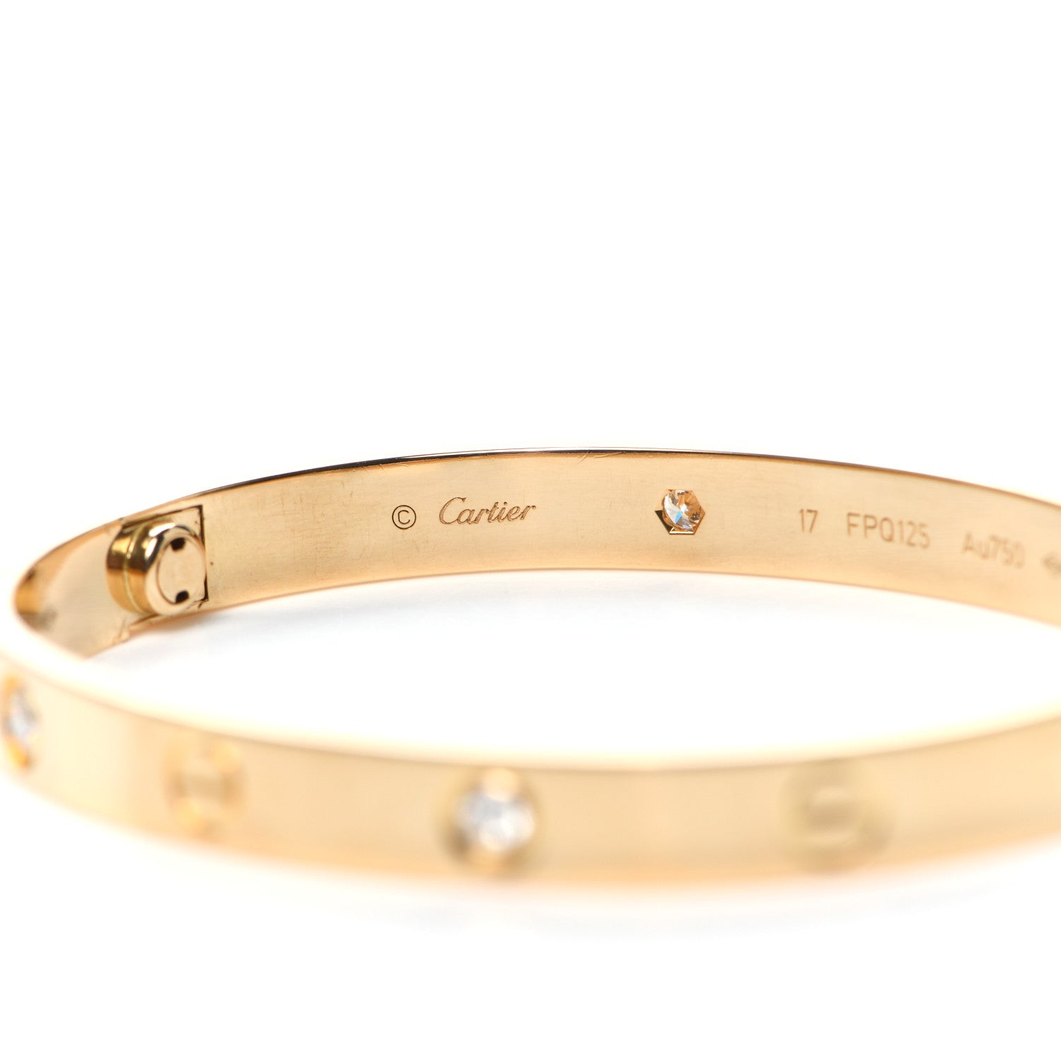 Cartier 18K Yellow Gold 4 Diamond LOVE Bracelet 17 5 of 5