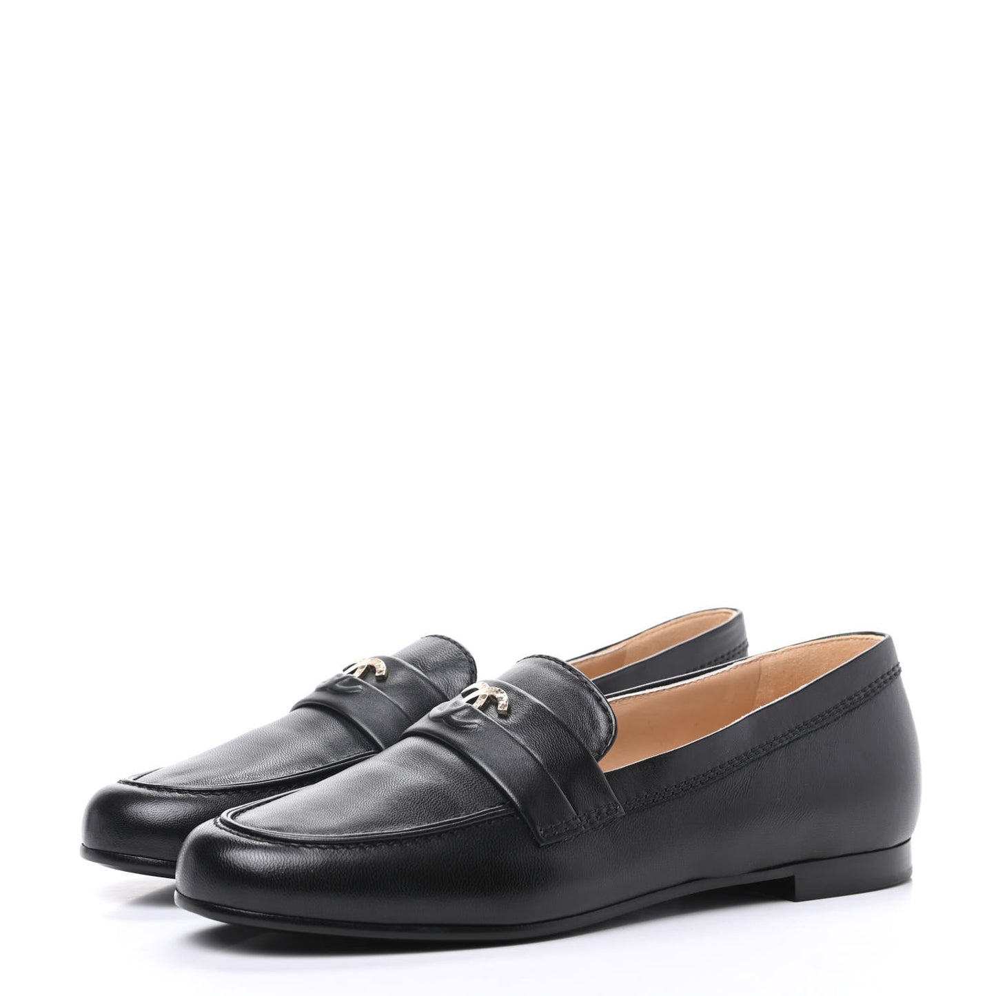 Lambskin CC Loafers 38 Black