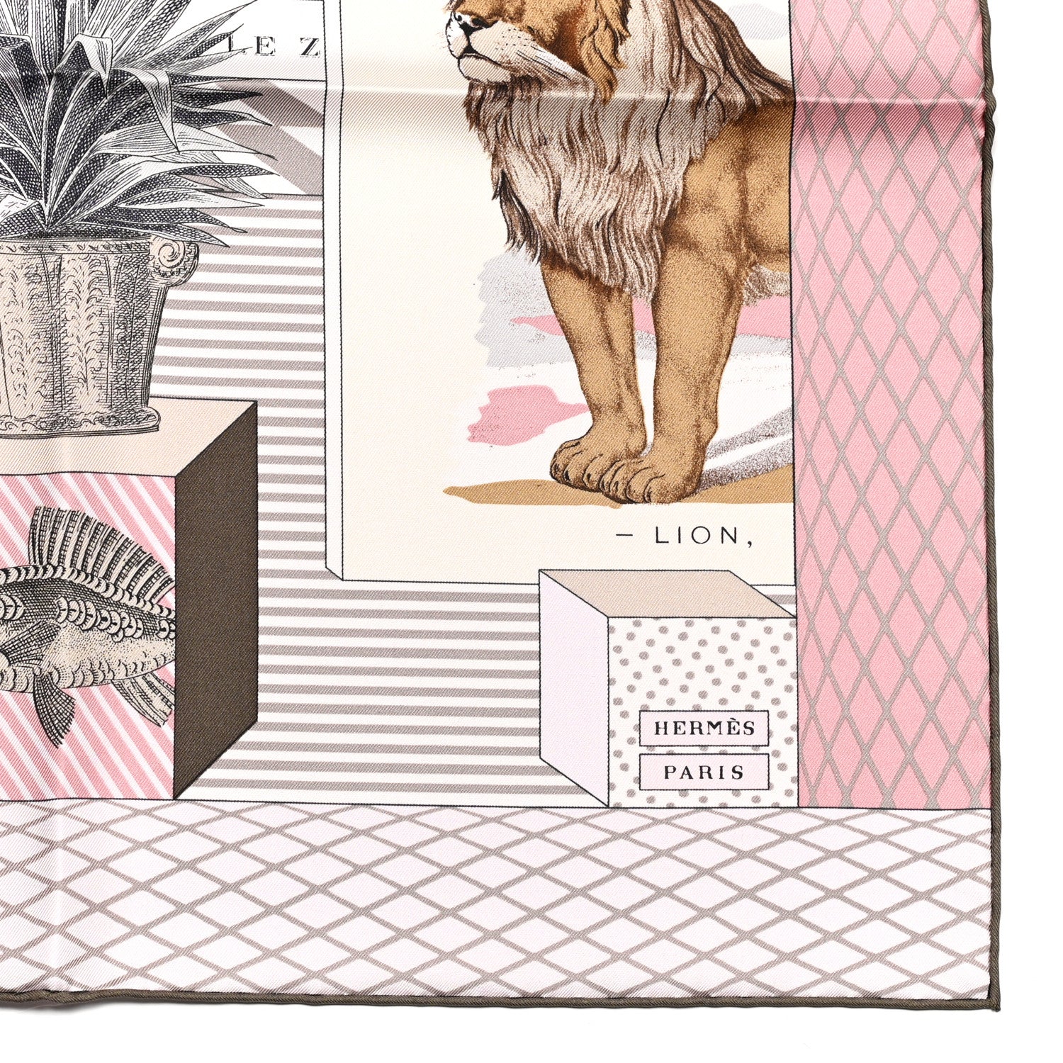 Hermes Silk Grand Theatre Nouveau Scarf 90 Rose Pale Etoupe 2 of 7