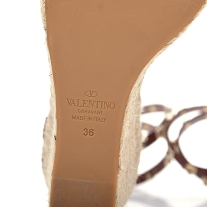 Valentino Garavani Grained Calfskin Rockstud Ankle Wrap Espadrille 15/85mm Wedges 37 Cuoio 7 of 7