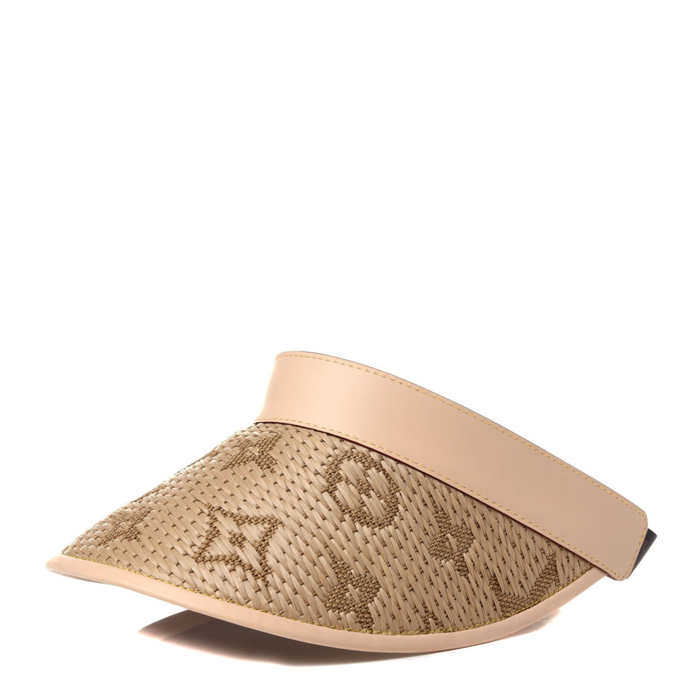 Calfskin Raffia Monogram Strawgram Visor Natural