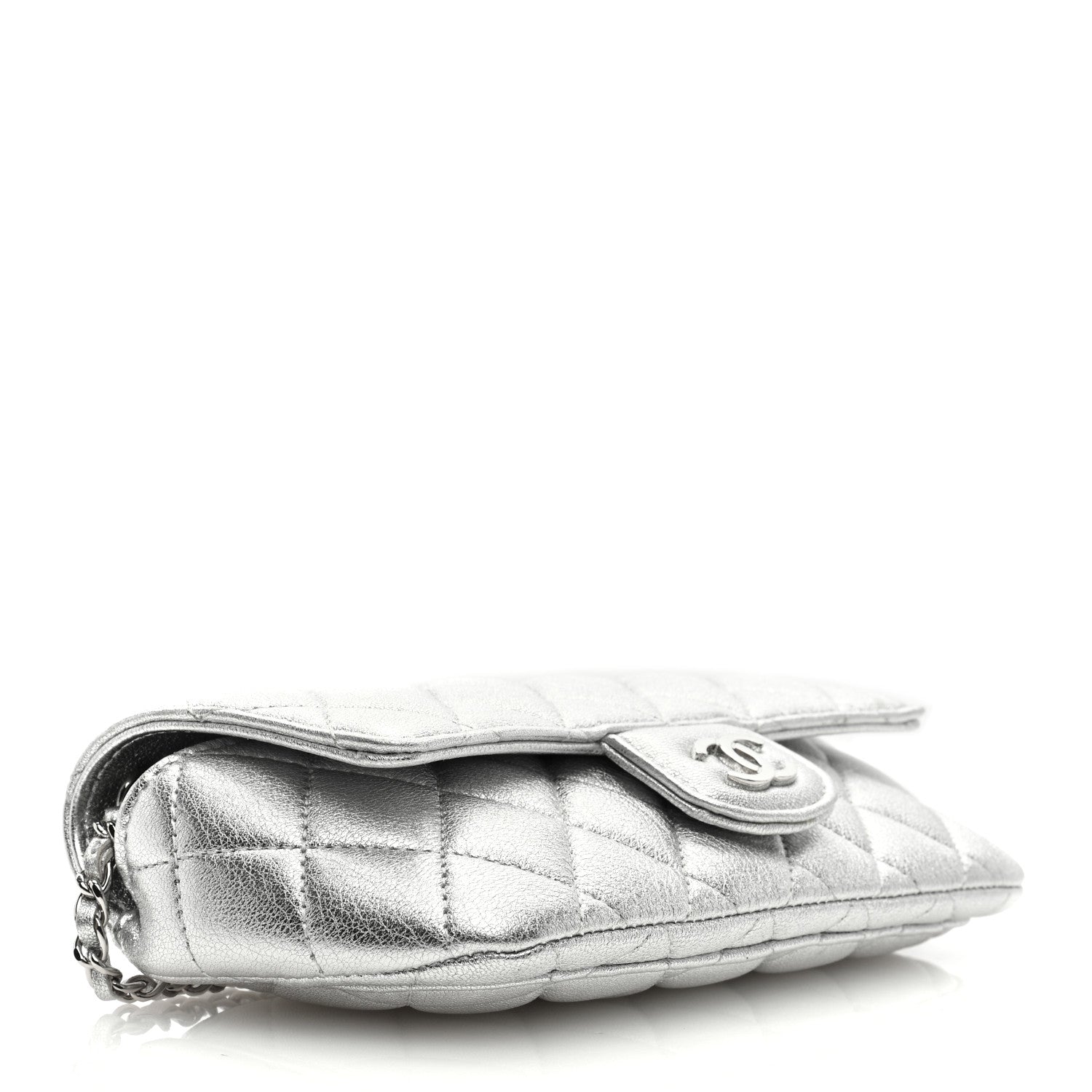 Chanel Metallic Lambskin Quilted Glasses Case With Chain Silver 5 of 11