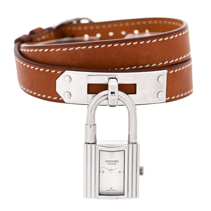 Hermes Stainless Steel Barenia 20mm Kelly Cadena Double Tour Quartz Watch Fauve 2 of 4