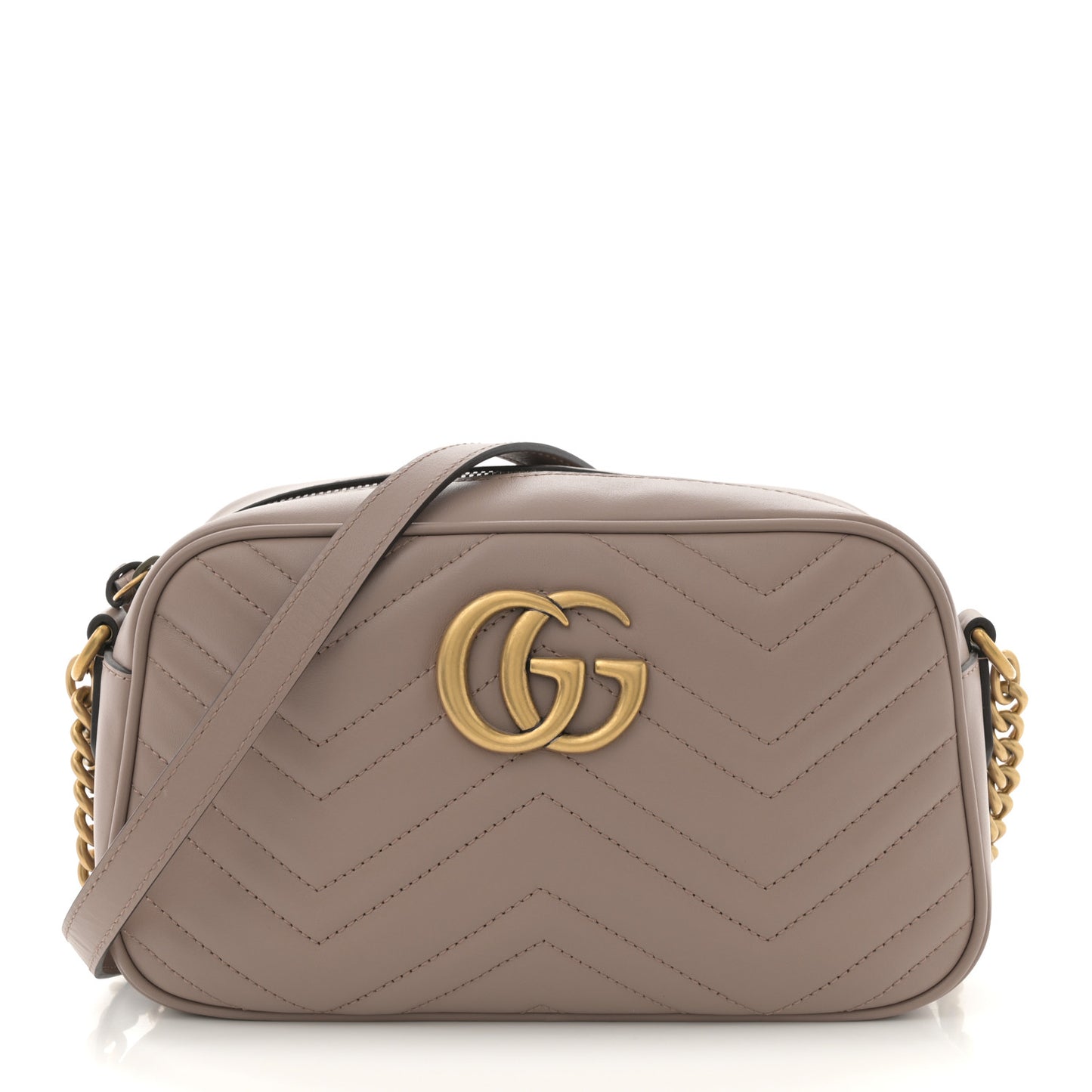 Calfskin Matelasse Small GG Marmont Chain Shoulder Bag Porcelain Rose