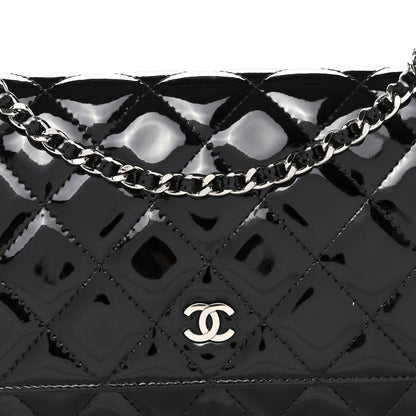 Chanel Patent Quilted Wallet On Chain WOC Black 9 of 13