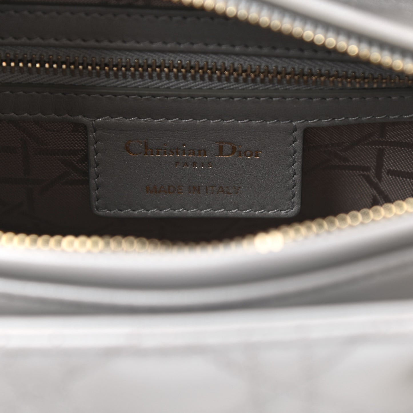 Pearly Lambskin Cannage Medium Lady Dior Grey