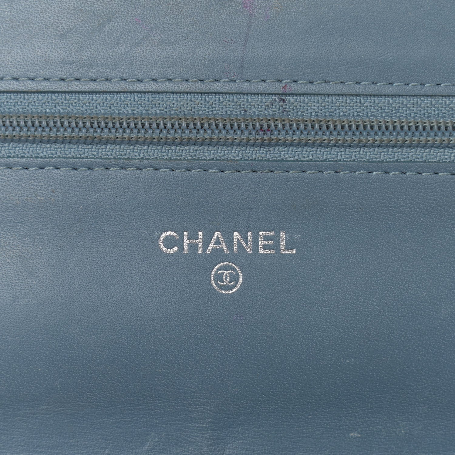 Chanel Caviar Timeless CC Wallet On Chain WOC Light Blue 6 of 16