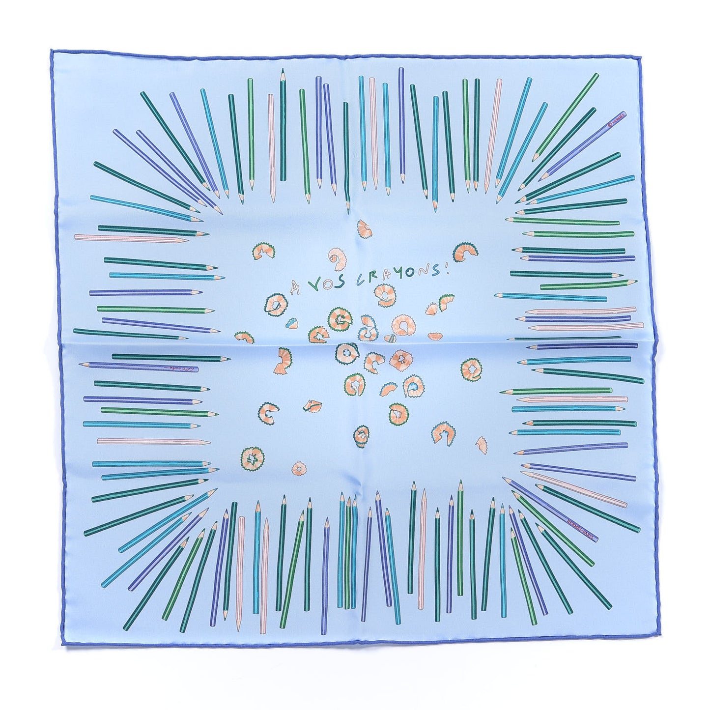 Silk A Vos Crayons Pocket Square Bleu Ciel Vert Turqoise
