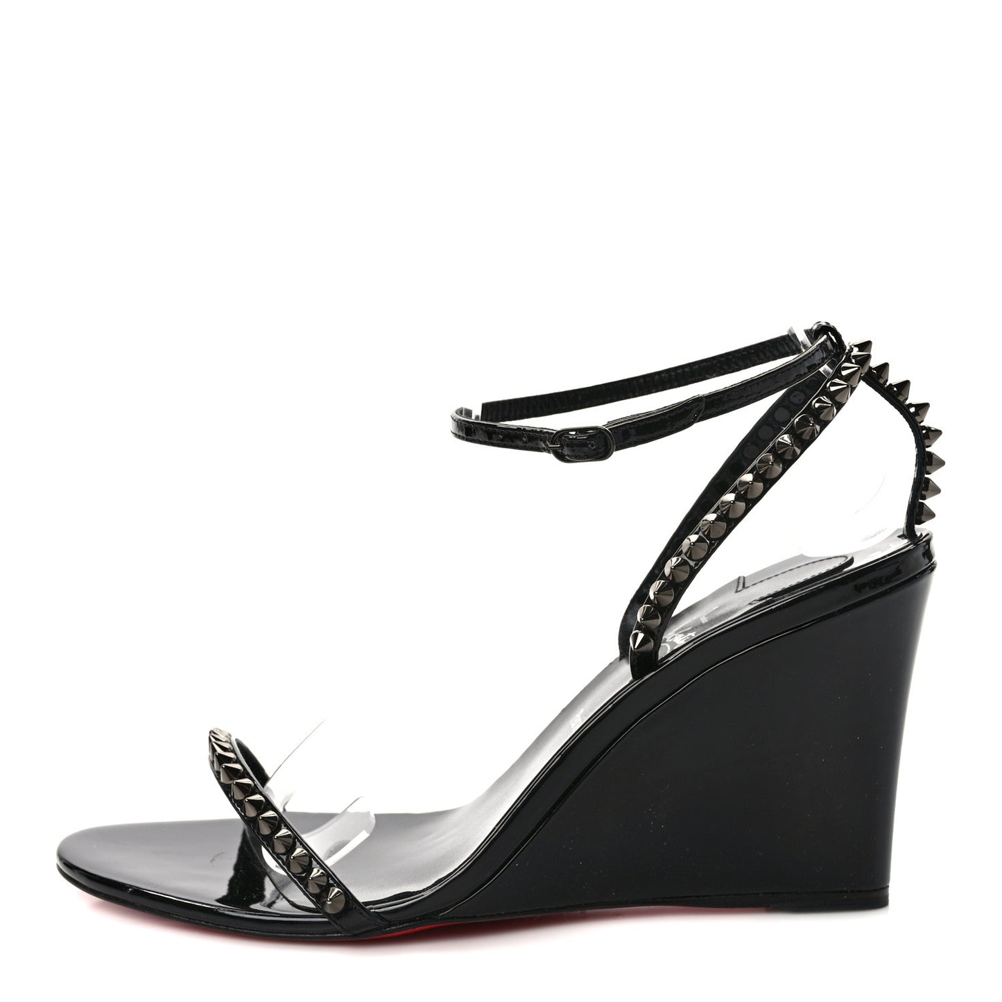 Patent Calfskin So Me Spike 85 Wedge Sandals 41 Black