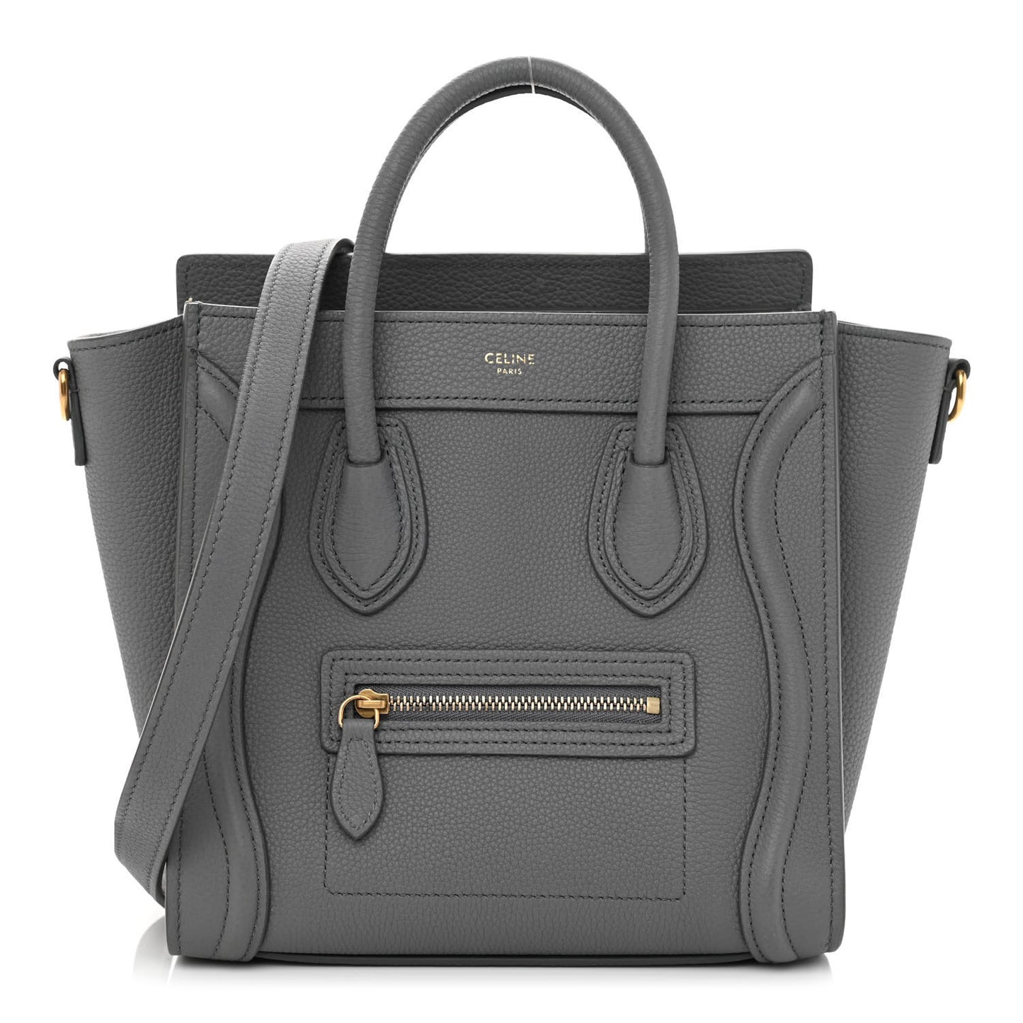 Drummed Calfskin Nano Luggage Kohl