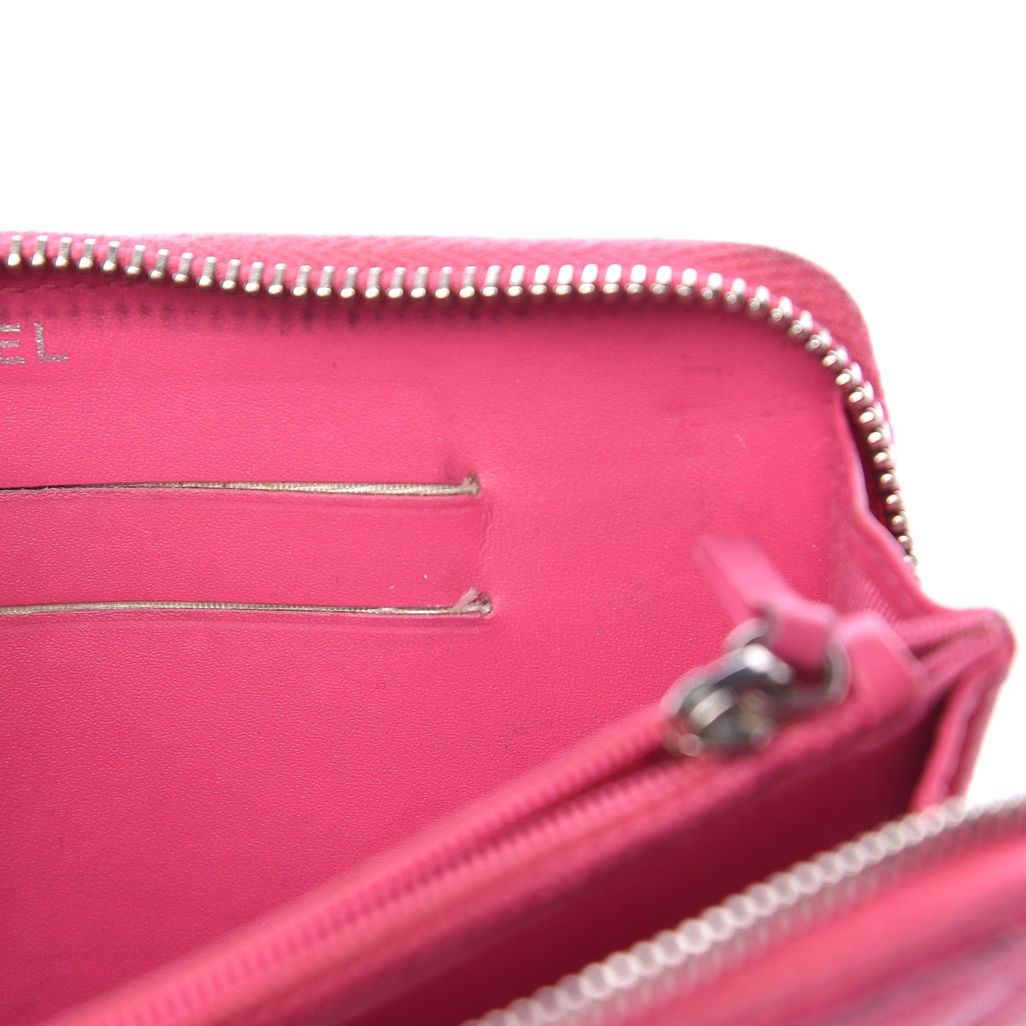 Caviar Quilted Small Zip Around Wallet Pink