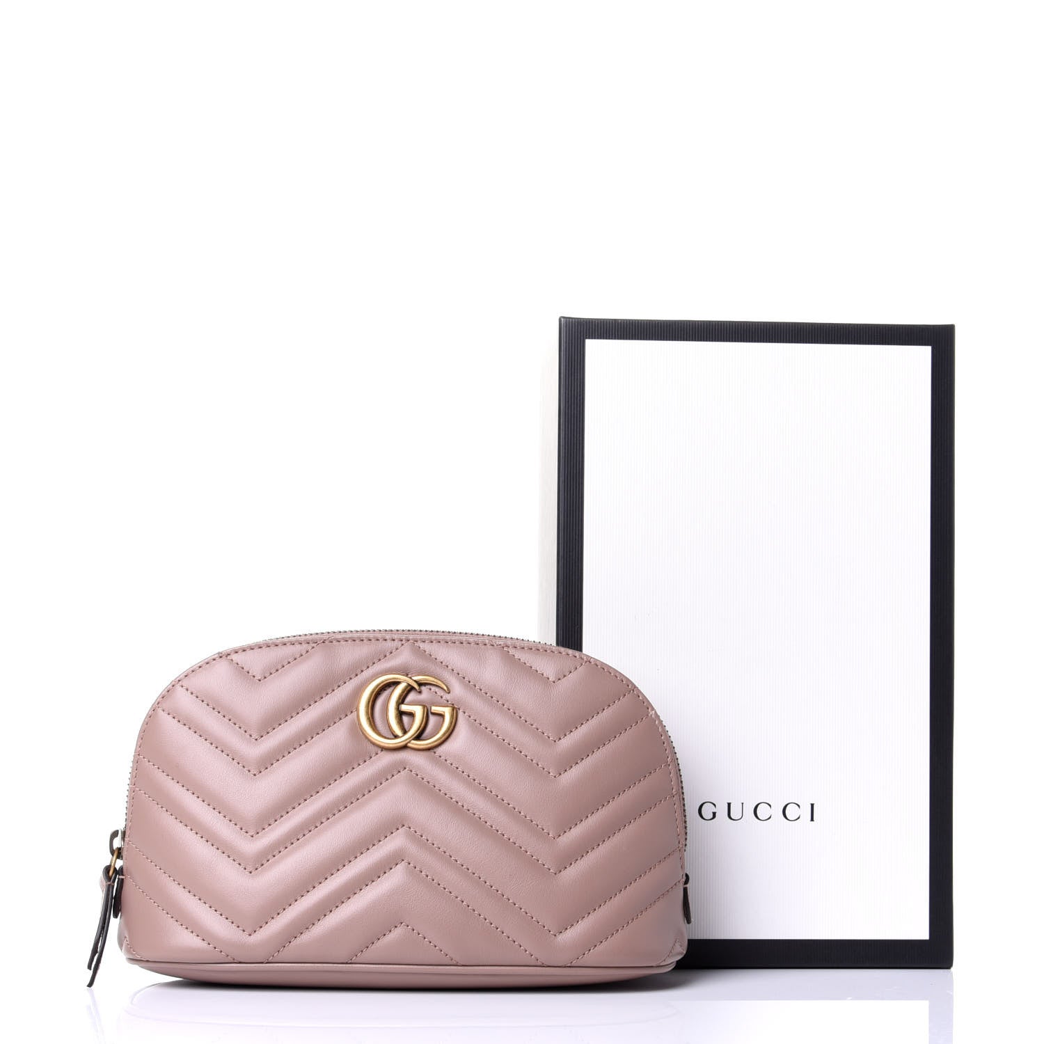 Gucci Calfskin Matelasse Large GG Marmont Pouch Cosmetic Case Porcelain Rose 8 of 8