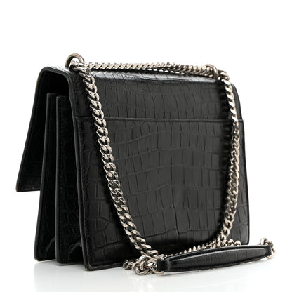 Saint Laurent Calfskin Crocodile Embossed Medium Monogram Sunset Black 2 of 14