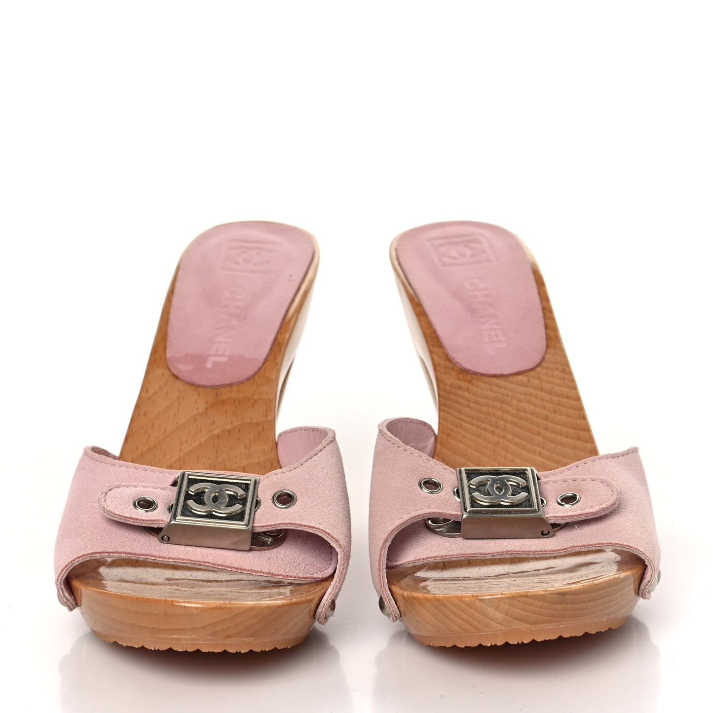Suede CC Buckle Clogs 36 Pink
