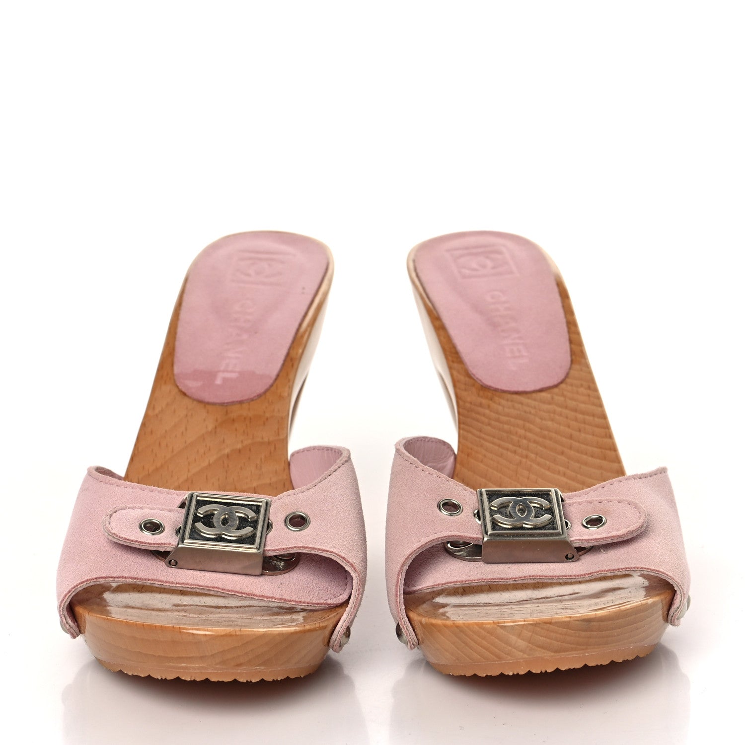 Chanel Suede CC Buckle Clogs 36 Pink 2 of 8