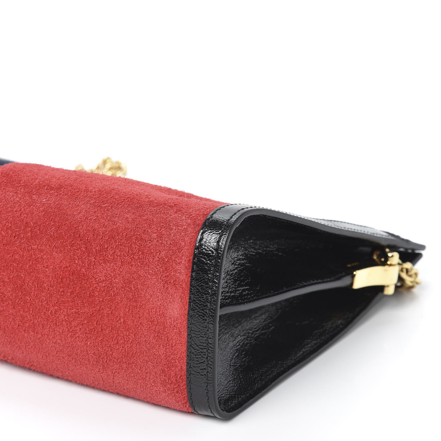 Gucci Suede Patent Web Medium Ophidia Chain Shoulder Bag Hibiscus Red Black 6 of 9