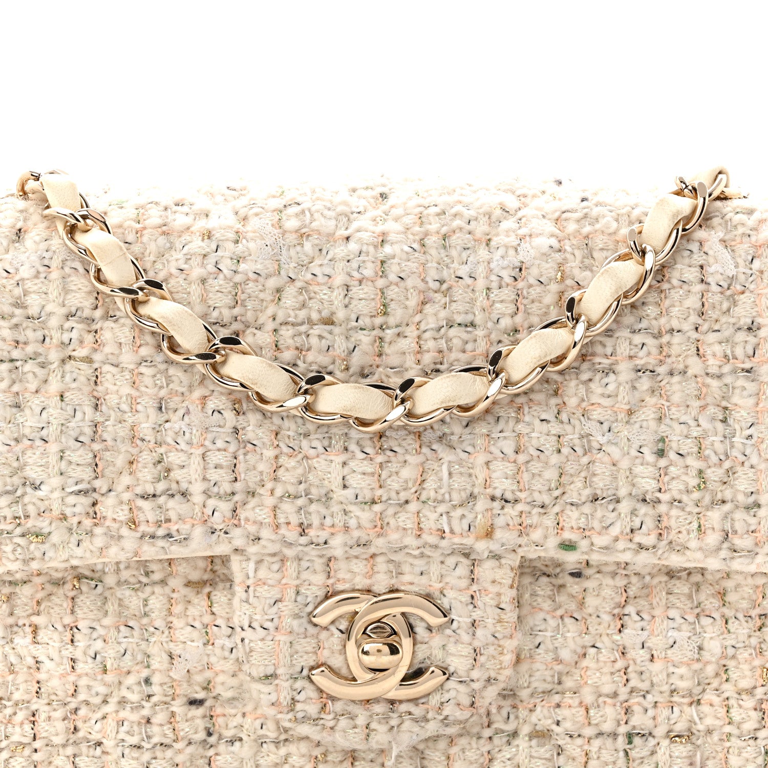 Chanel Tweed Quilted Mini Rectangular Flap Off White 8 of 10