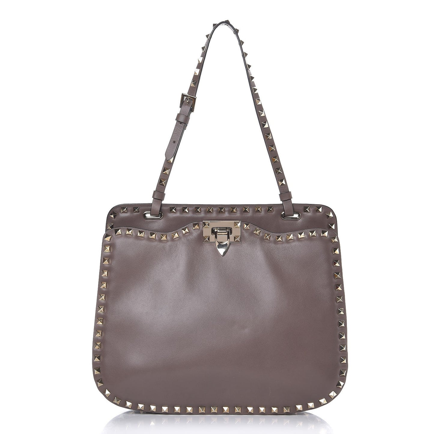 Vitello Rockstud Shoulder Satchel Taupe