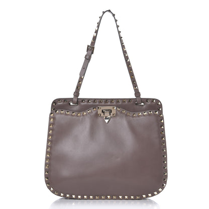 Valentino Garavani Vitello Rockstud Shoulder Satchel Taupe 1 of 10