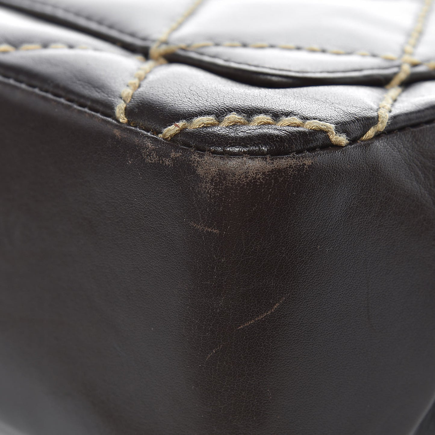 Calfskin Quilted Medium Wild Stitch Flap Brown