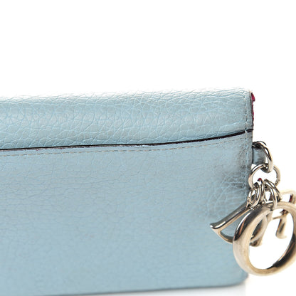 Christian Dior Bullcalf Diorissimo Long Wallet Sky Blue Pink 16 of 19