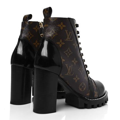 Louis Vuitton Patent Calfskin Monogram Star Trail Ankle Boots 38 Black 4 of 6