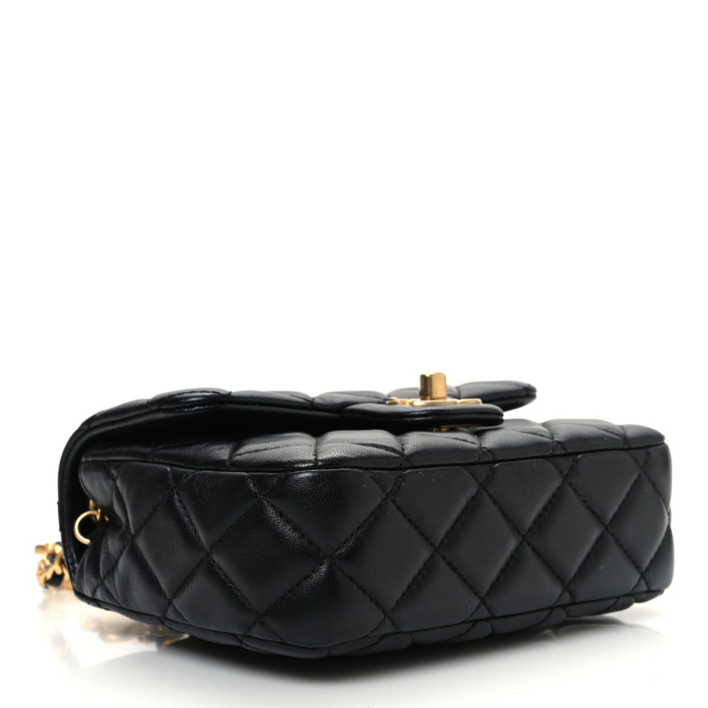 Lambskin Enamel Quilted Mini Coco Hearts Square Flap Black
